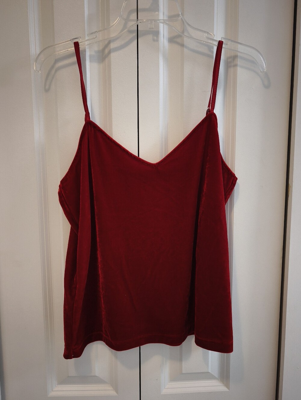 PajamaGram Red Velvet Velour Pajama Set Large Cami Pants Holiday